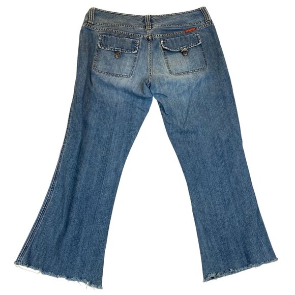 Abercrombie Womens Flared Jeans Size 12 Frayed Hem 100% Cotton Denim - Picture 2 of 11